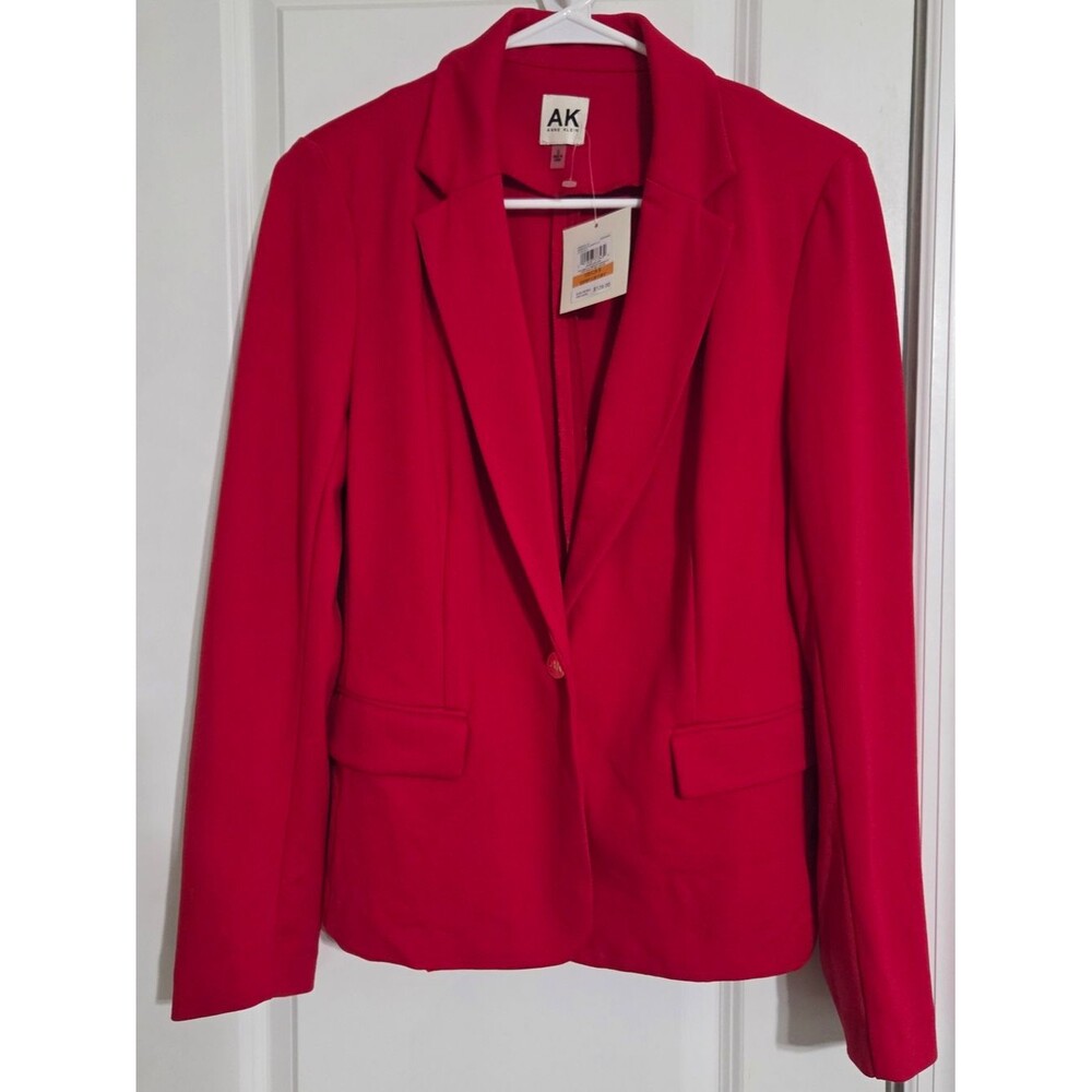 Anne Klein Bright Red Single-Button Tailored Blazer